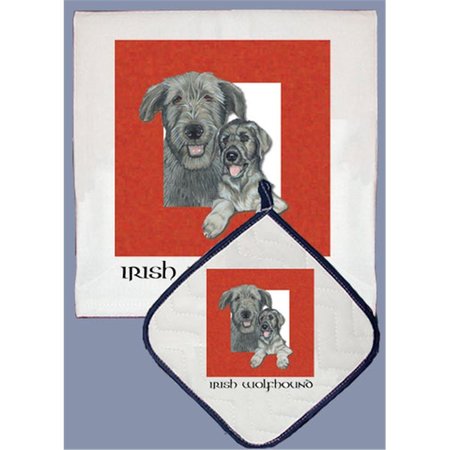 PIPSQUEAK PRODUCTIONS Dish Towel and Pot Holder Set - Irish Wolfhound PI392872